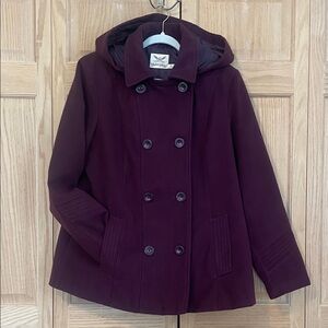 Faded Glory Women's Pea Coat - Deep Burgundy